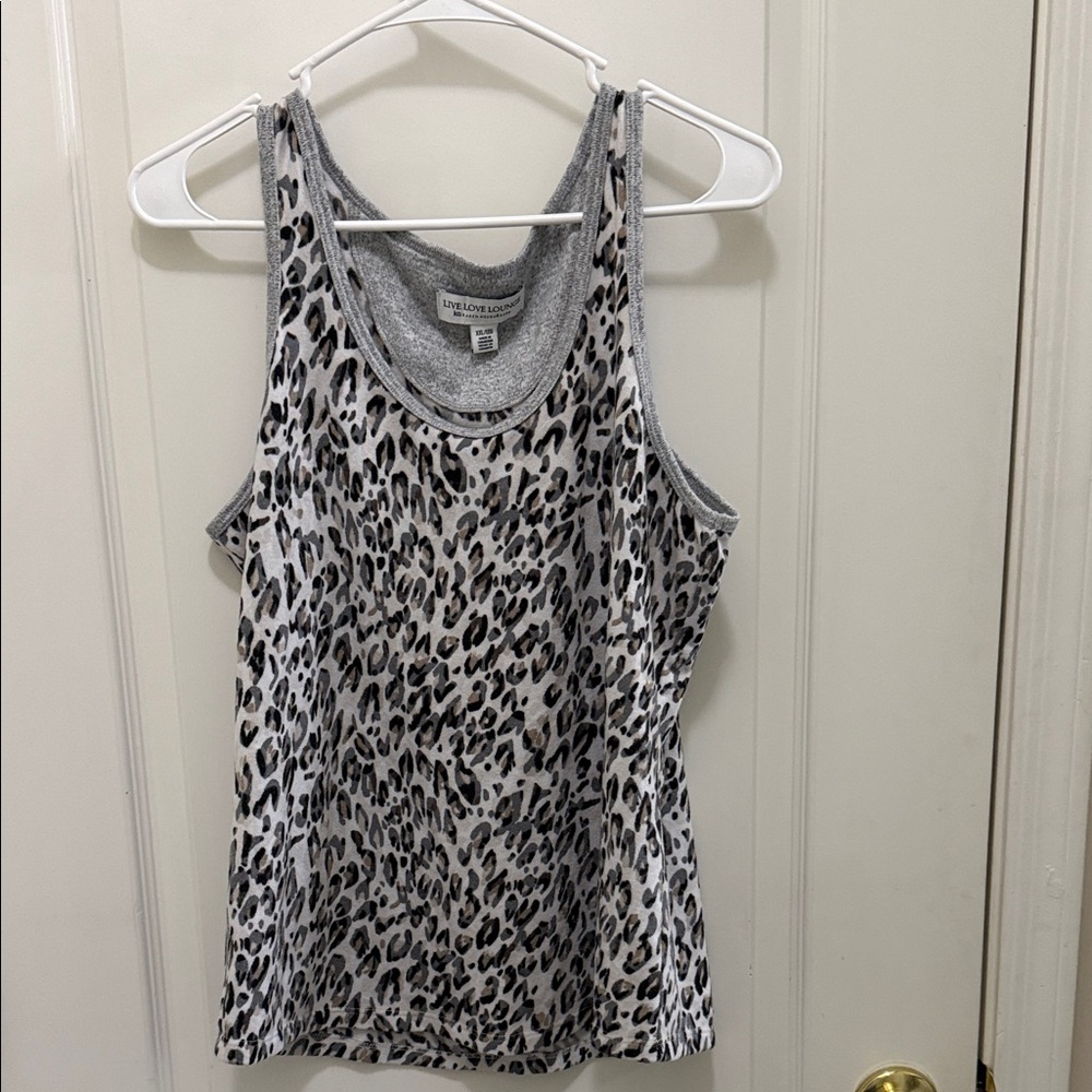 Women’s 2x  Live Love Lounge Karen Neuburger  white Leopard Tank Plus Size Soft